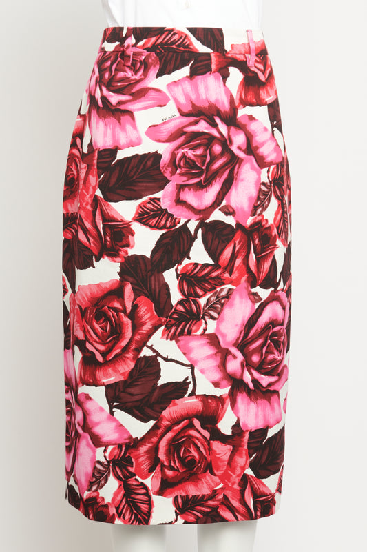 2019 Cotton Rose Print Aline Preowned Skirt