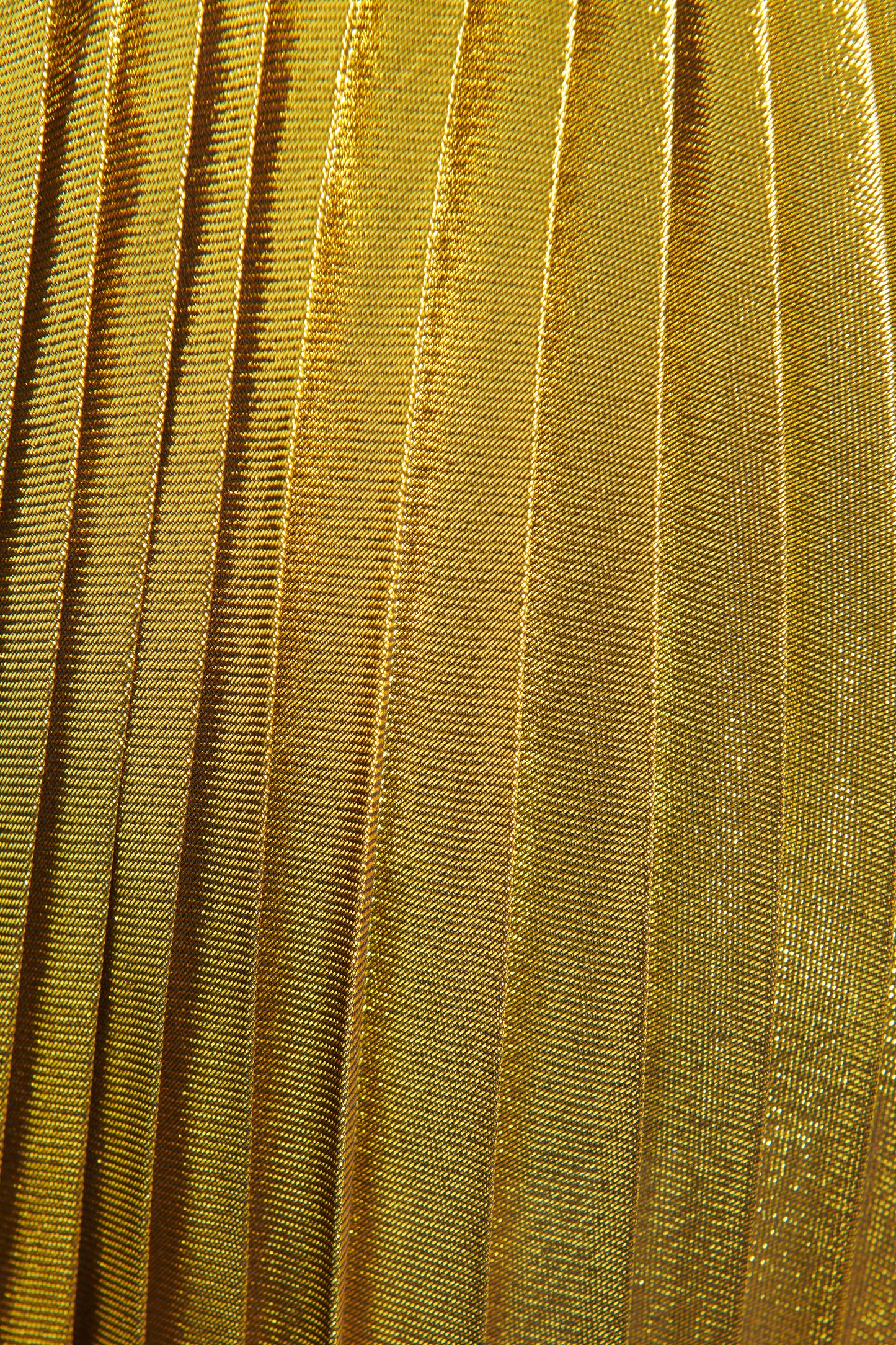 2015 Gold Lurex Silk Pleated Preowned Midi Skirt