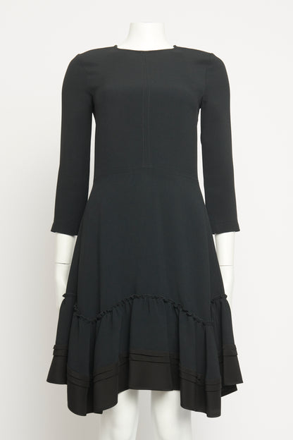 Black Ruffle Hem Preowned Shift Dress