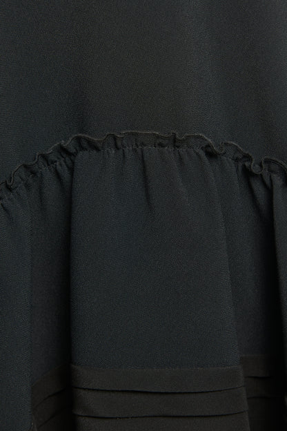 Black Ruffle Hem Preowned Shift Dress