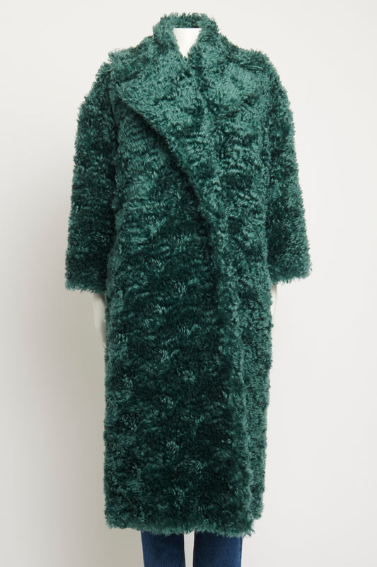 2014 Pre-Fall Mohair Teal Textured Coat