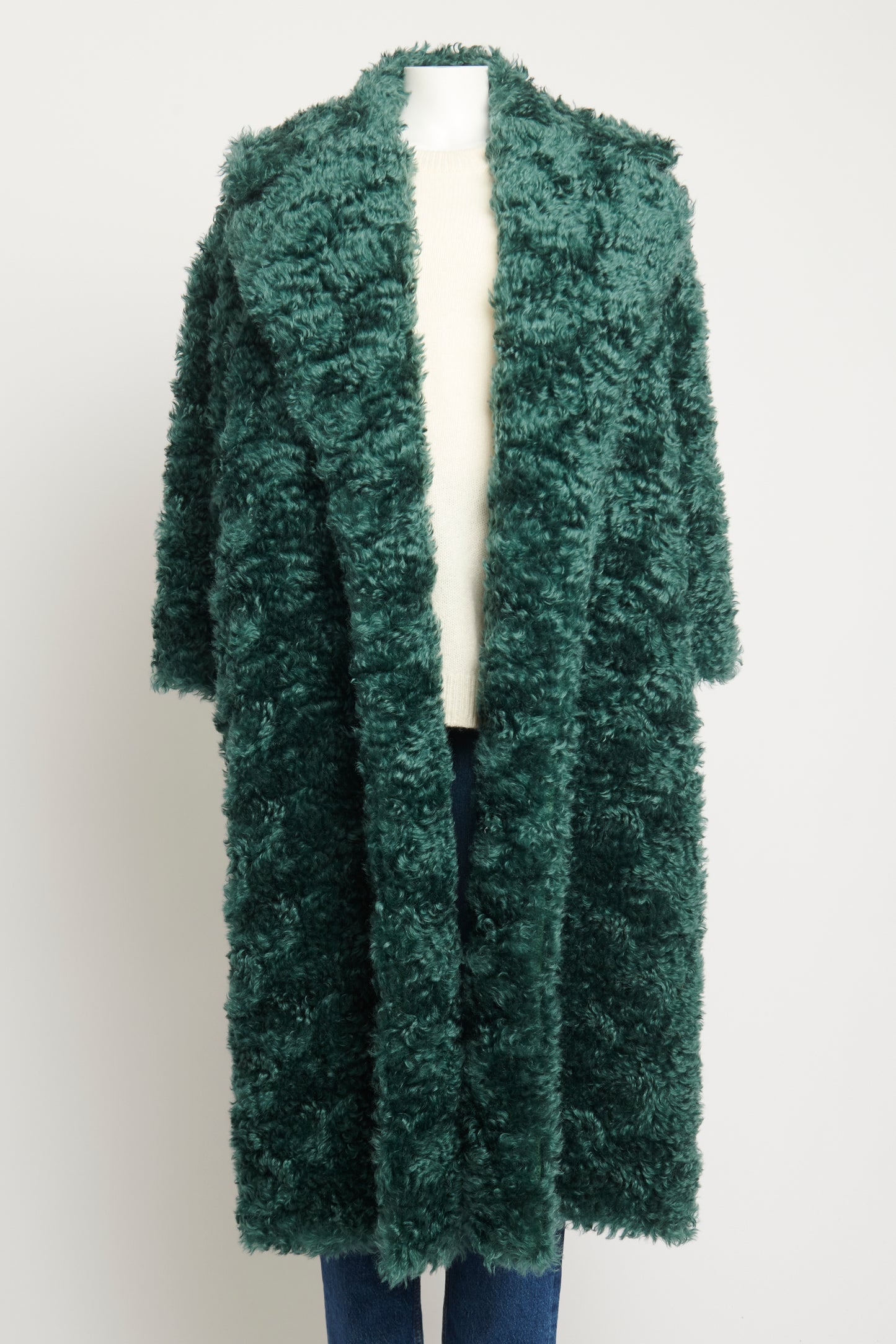 2014 Pre-Fall Mohair Teal Textured Coat