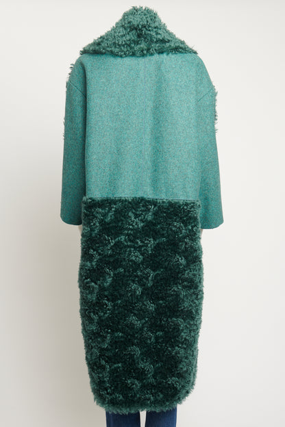 2014 Pre-Fall Mohair Teal Textured Coat