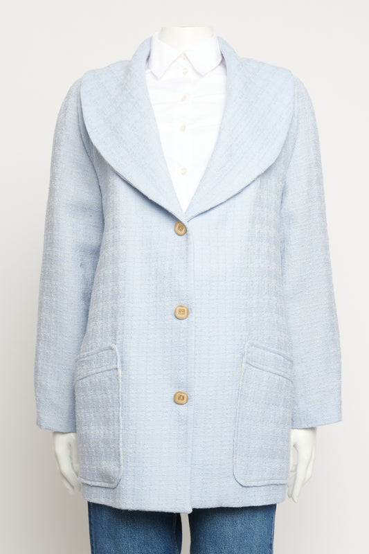 Blue Wool Rosella Tweed Boucle Preowned Jacket