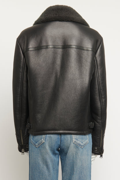 Ebony Shearling Preowned Aviator Jacket