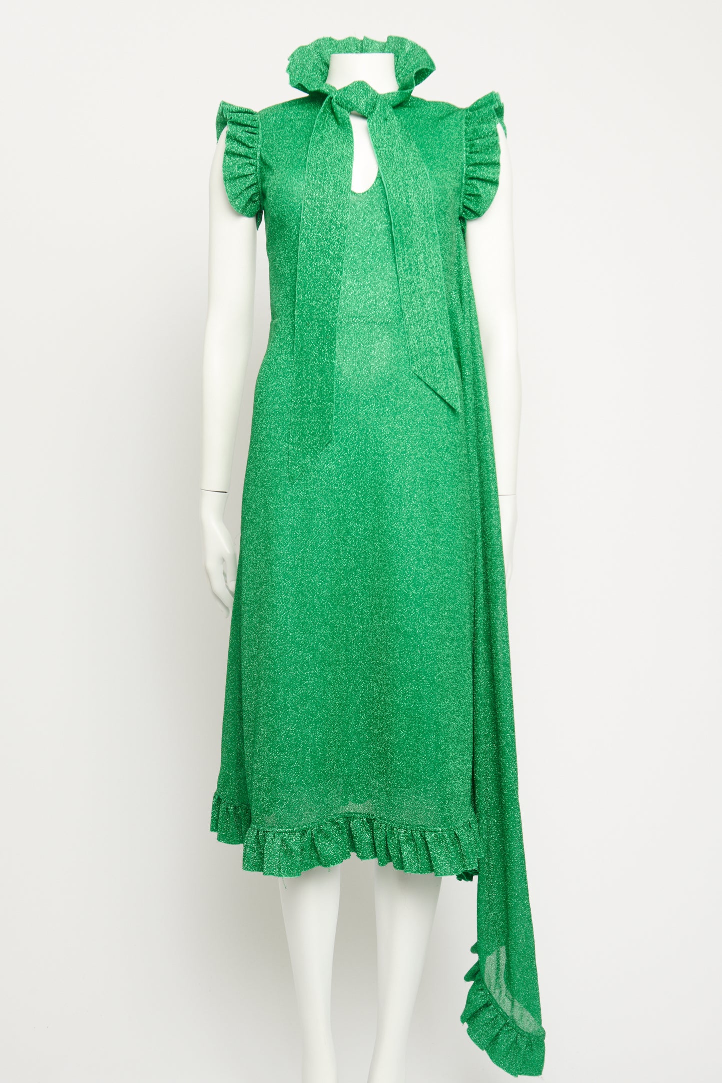 2016 Runway Green Glitter Preowned Wrap Dress