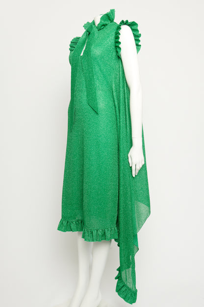 2016 Runway Green Glitter Preowned Wrap Dress