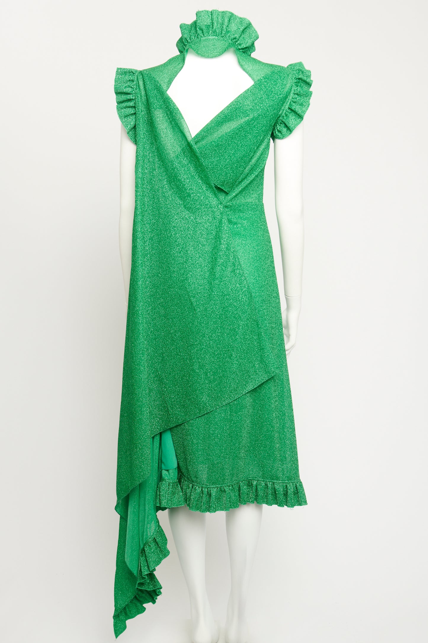 2016 Runway Green Glitter Preowned Wrap Dress