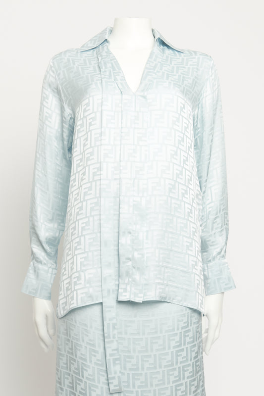 Light Blue FF Satin Crêpe Preowned Shirt