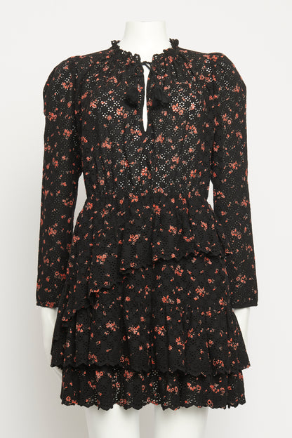 Cotton Black Noir Floral Preowned Dress