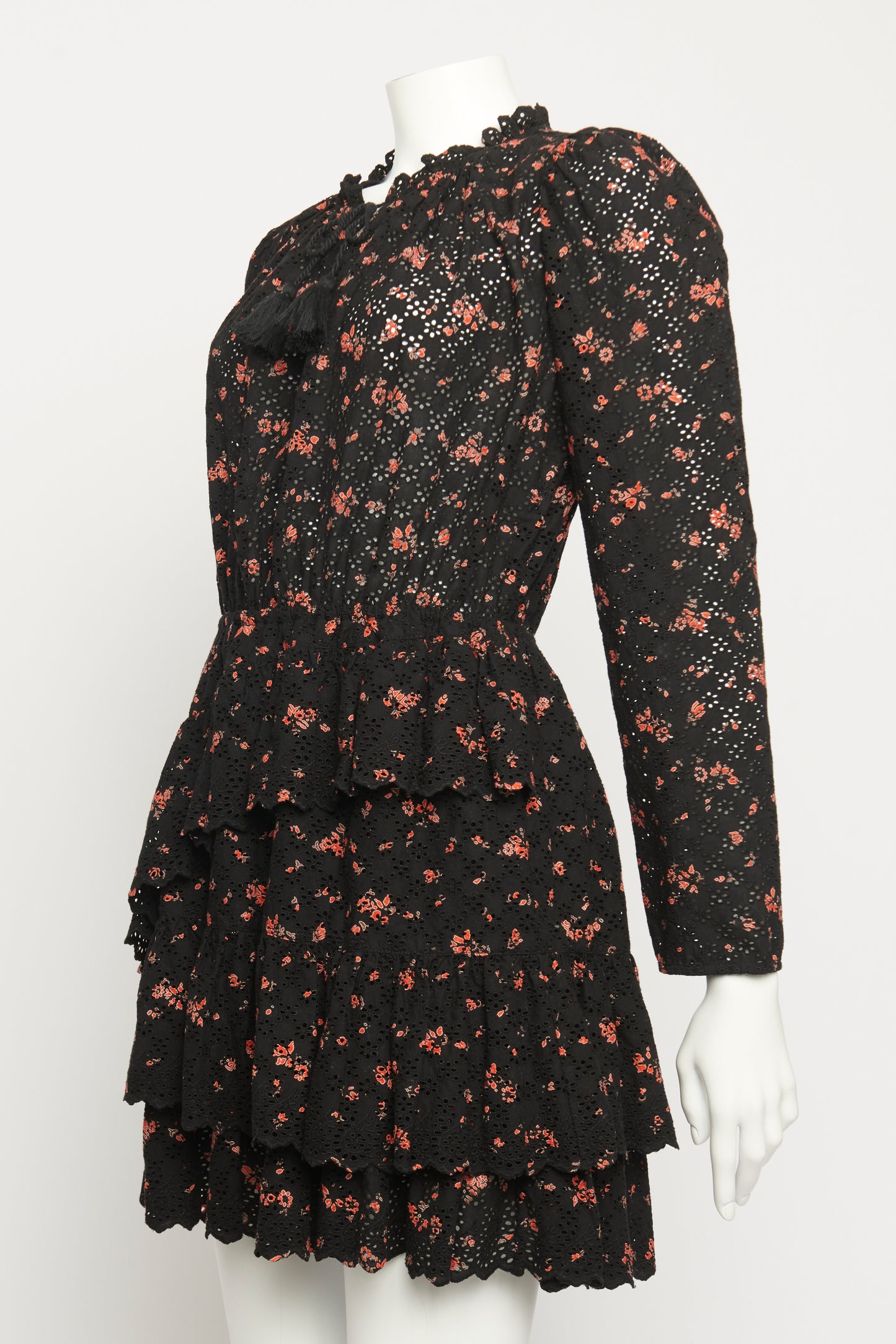 Cotton Black Noir Floral Preowned Dress