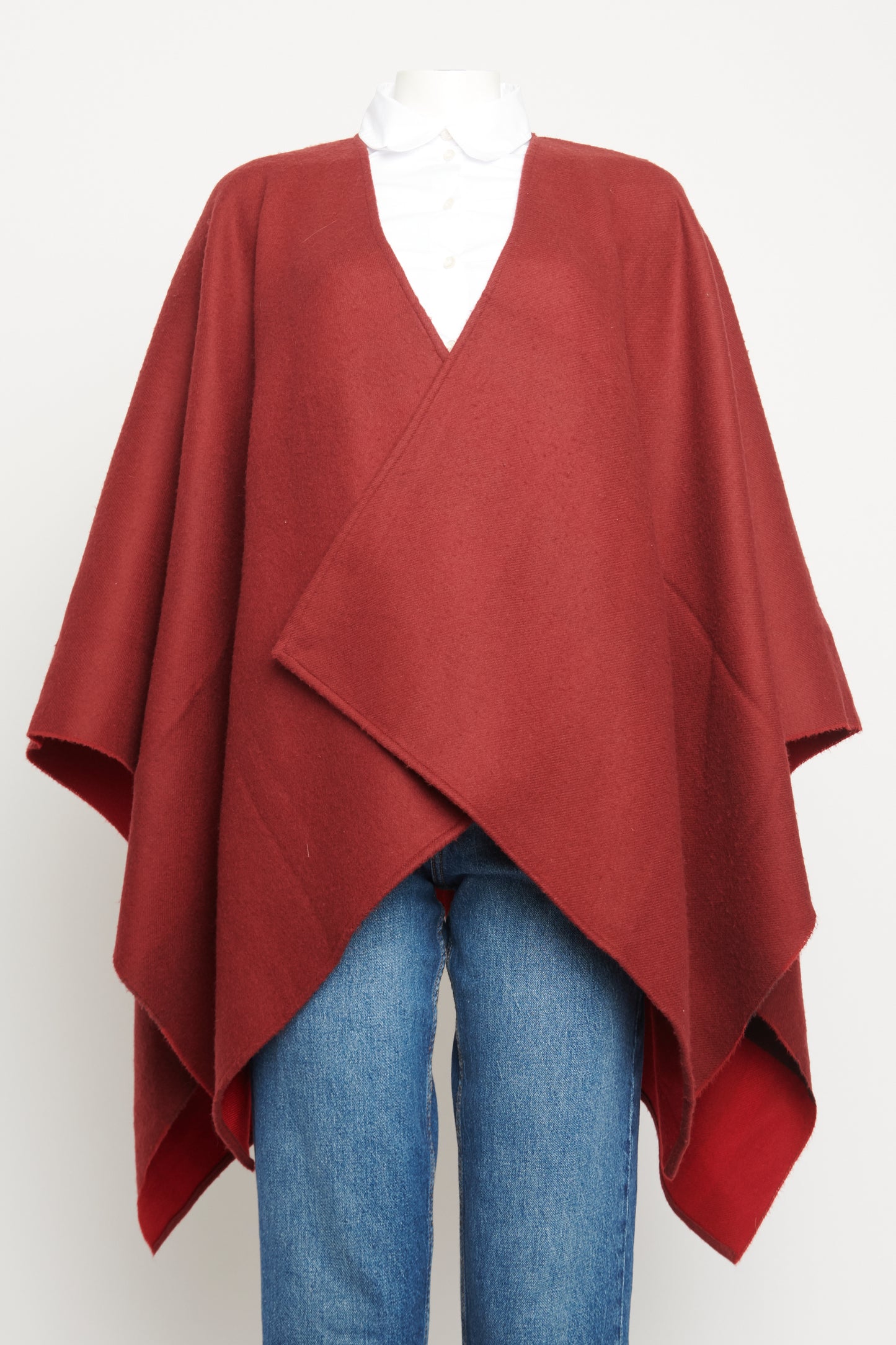 Burgundy Merino Wool Reversible Preowned Shawl