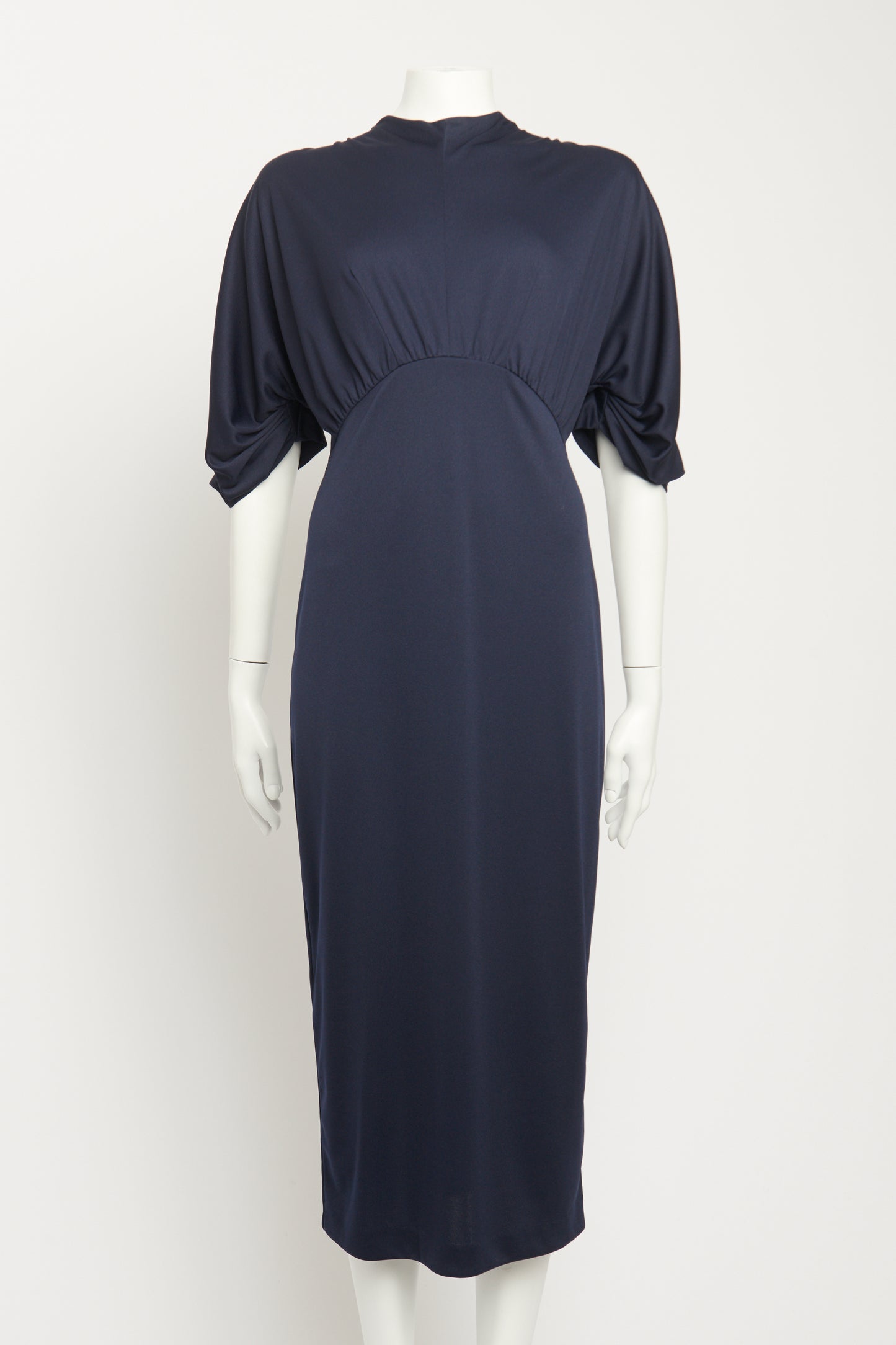 2018 Navy Stretch Preowned Mid Length Dress