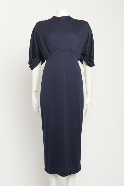 2018 Navy Stretch Preowned Mid Length Dress