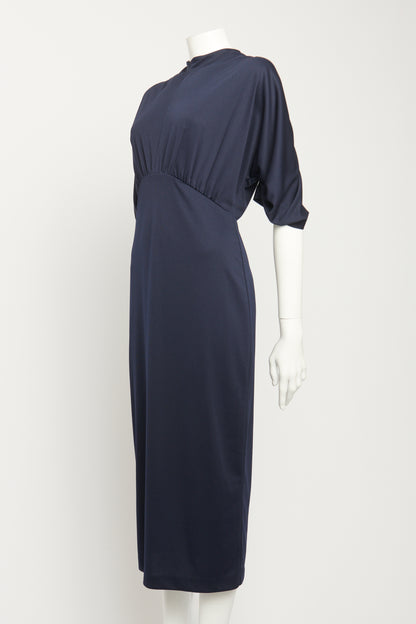 2018 Navy Stretch Preowned Mid Length Dress