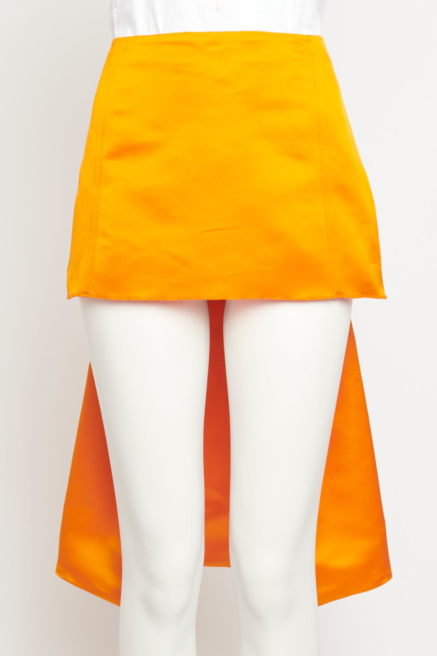 2021 Orange Satin Preowned Mini Skirt