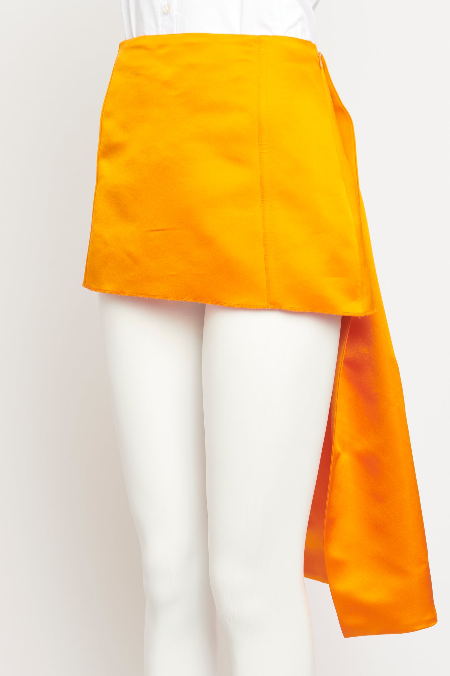 2021 Orange Satin Preowned Mini Skirt