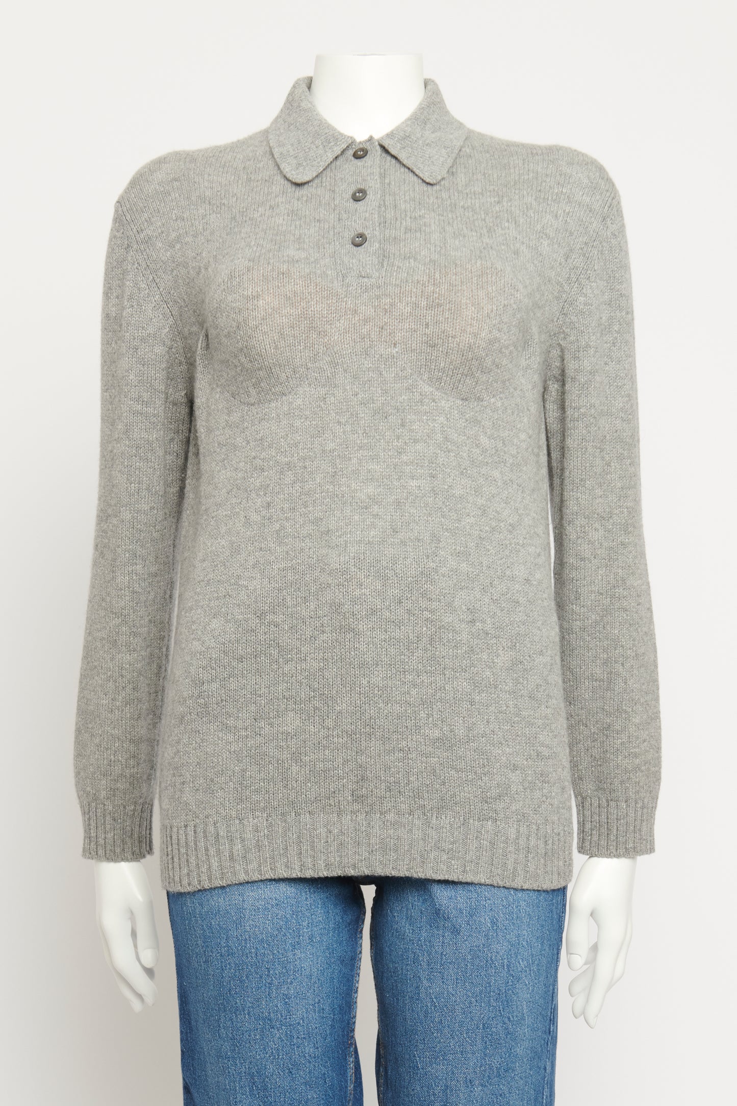 2021 Grey Cashmere Preowned Polo Sweater