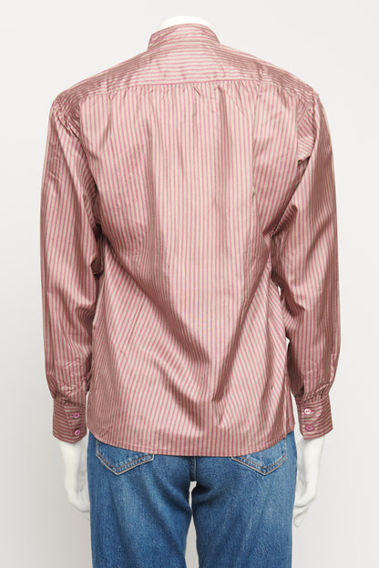 1980'S Grey Silk Preowned Grandad Collar Blouse