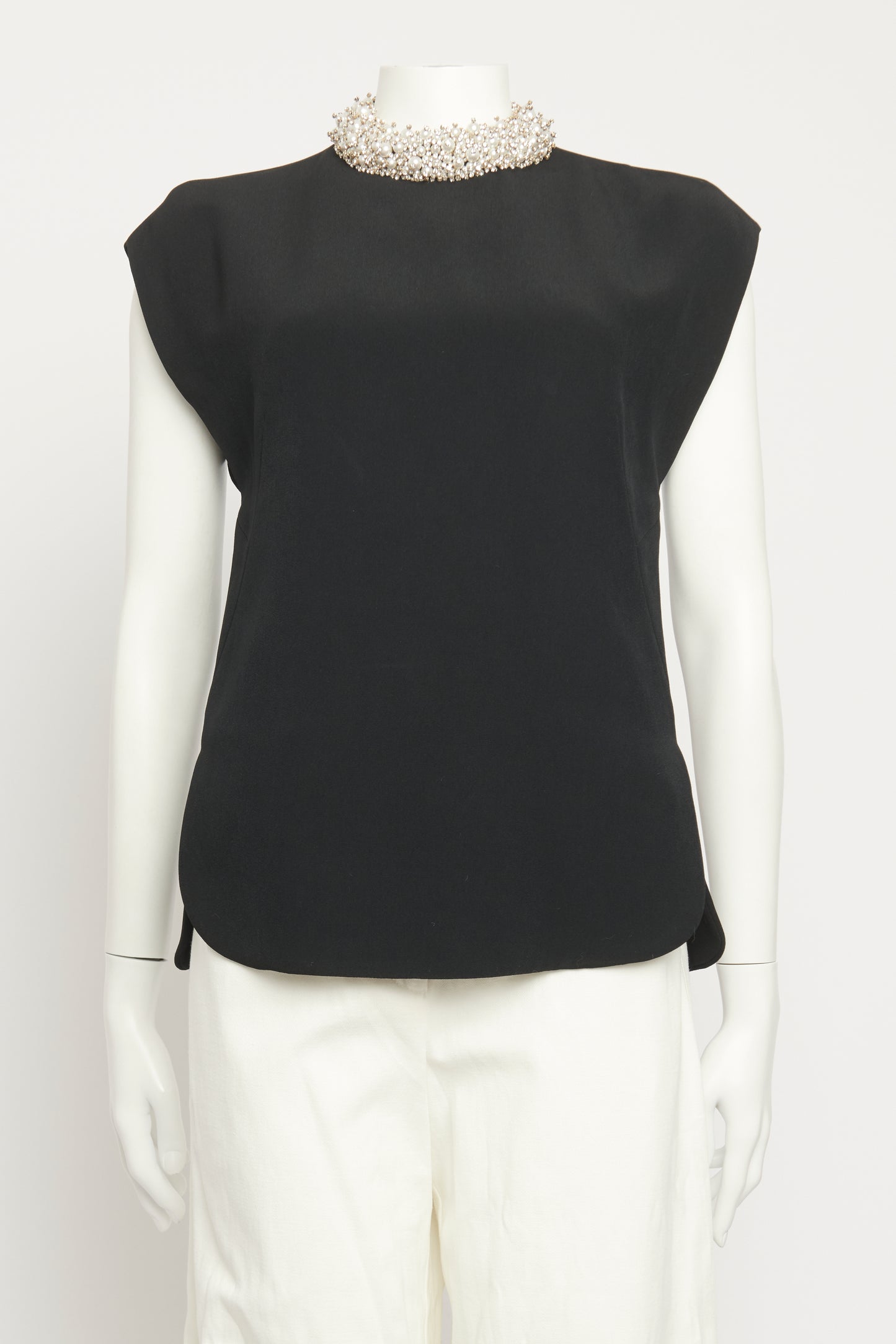 2015 Black Viscose Preowned Embellished Blouse