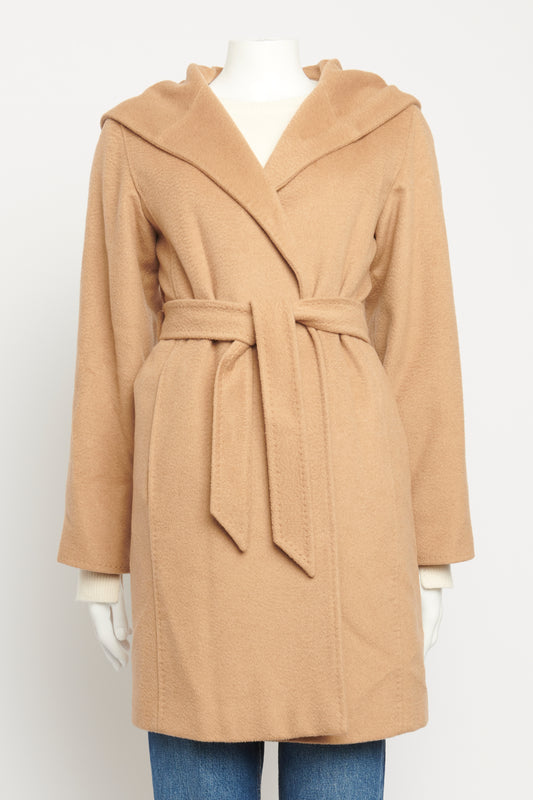 Camel Hair Hooded Preowned Coat