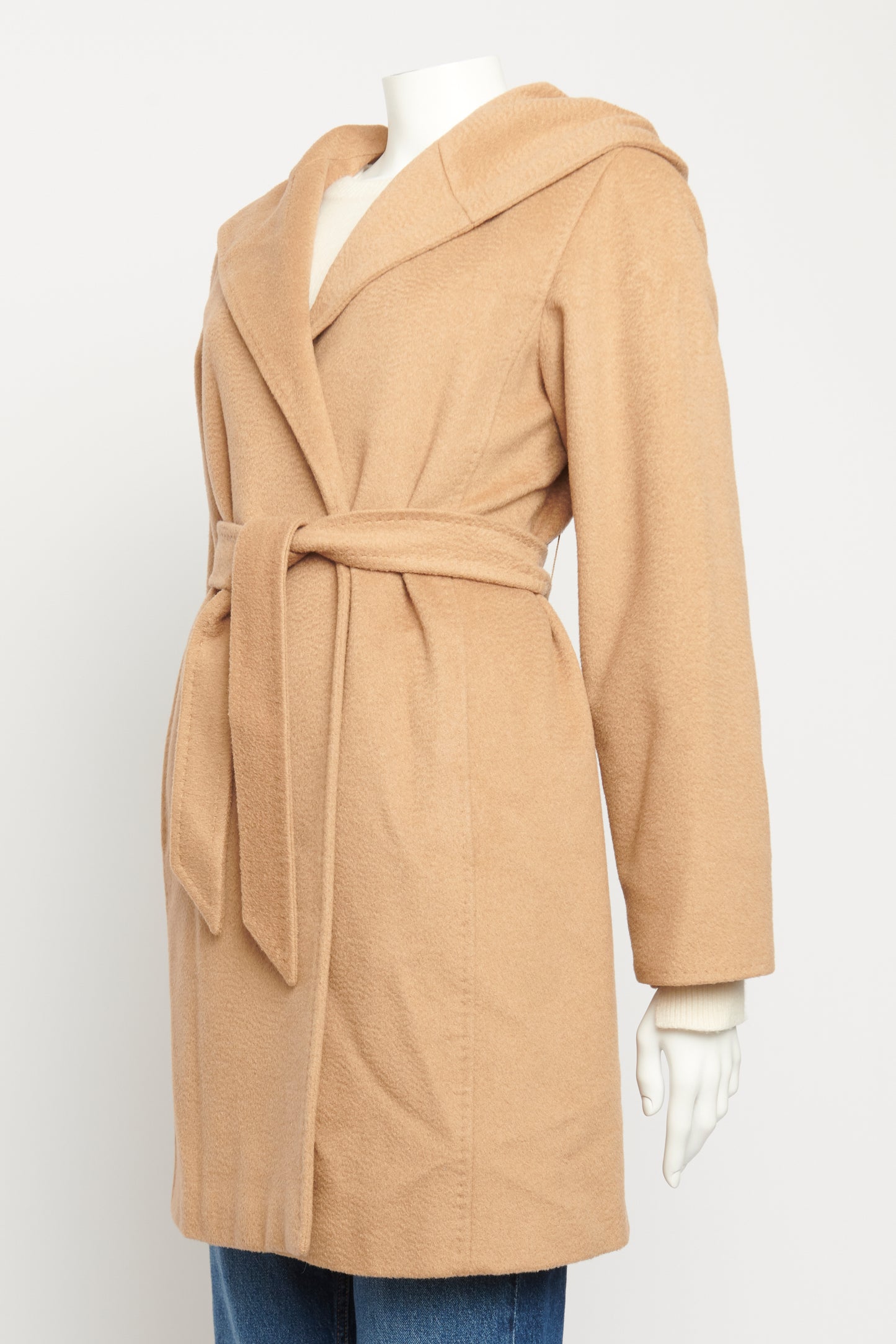 Camel Hair Hooded Preowned Coat