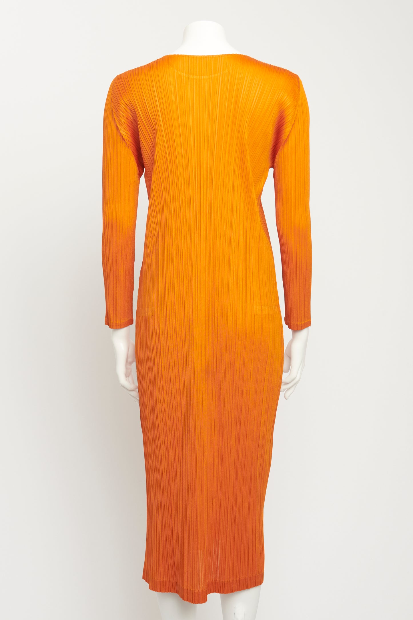 Orange Midi Preowned Pleated Dress