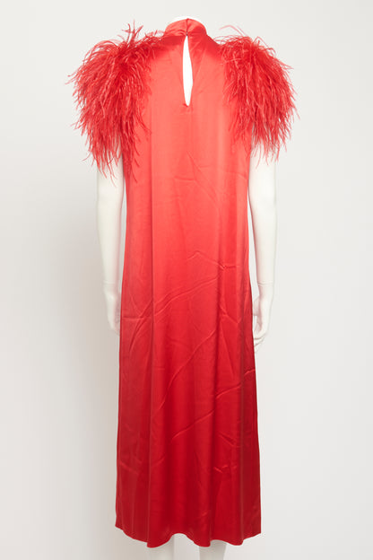 Red Yoshina Feather Preowned Dress