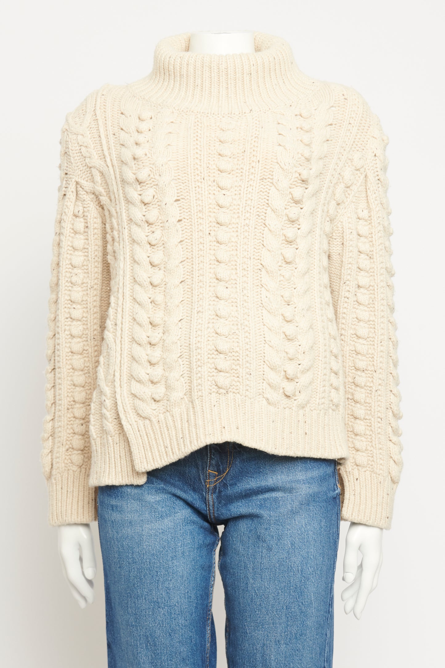 Cream Merino & Yak Blend Preowned Chunky Cable Knit Jumper