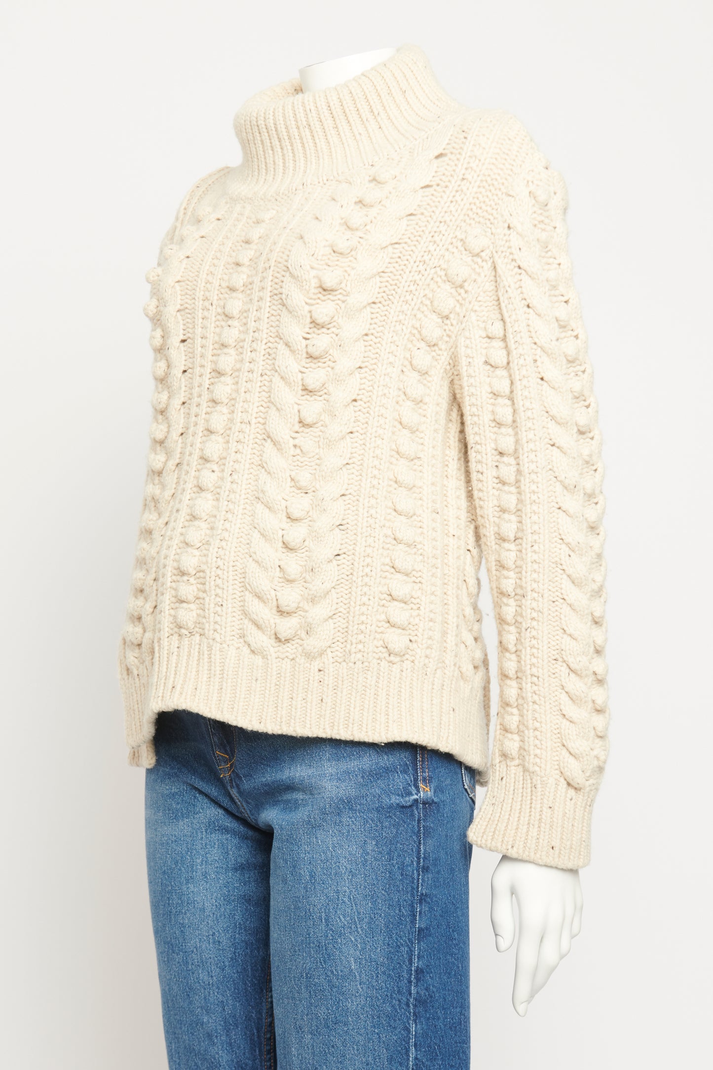 Cream Merino & Yak Blend Preowned Chunky Cable Knit Jumper