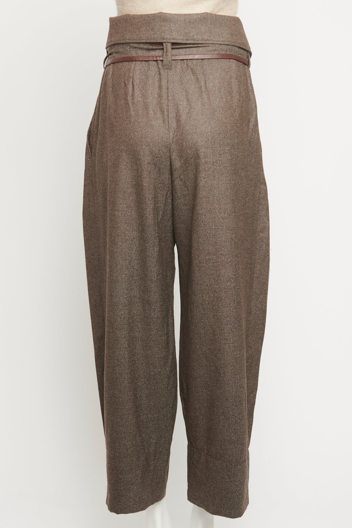 Brown Wool Belted Preowned Trousers