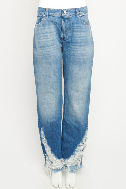 Blue Denim Distressed Hem Preowned jeans