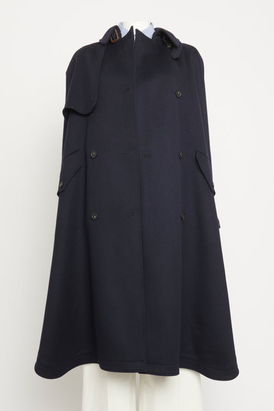 Navy Wool Double Face Preowned Trench Coat