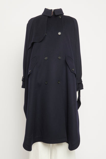 Navy Wool Double Face Preowned Trench Coat