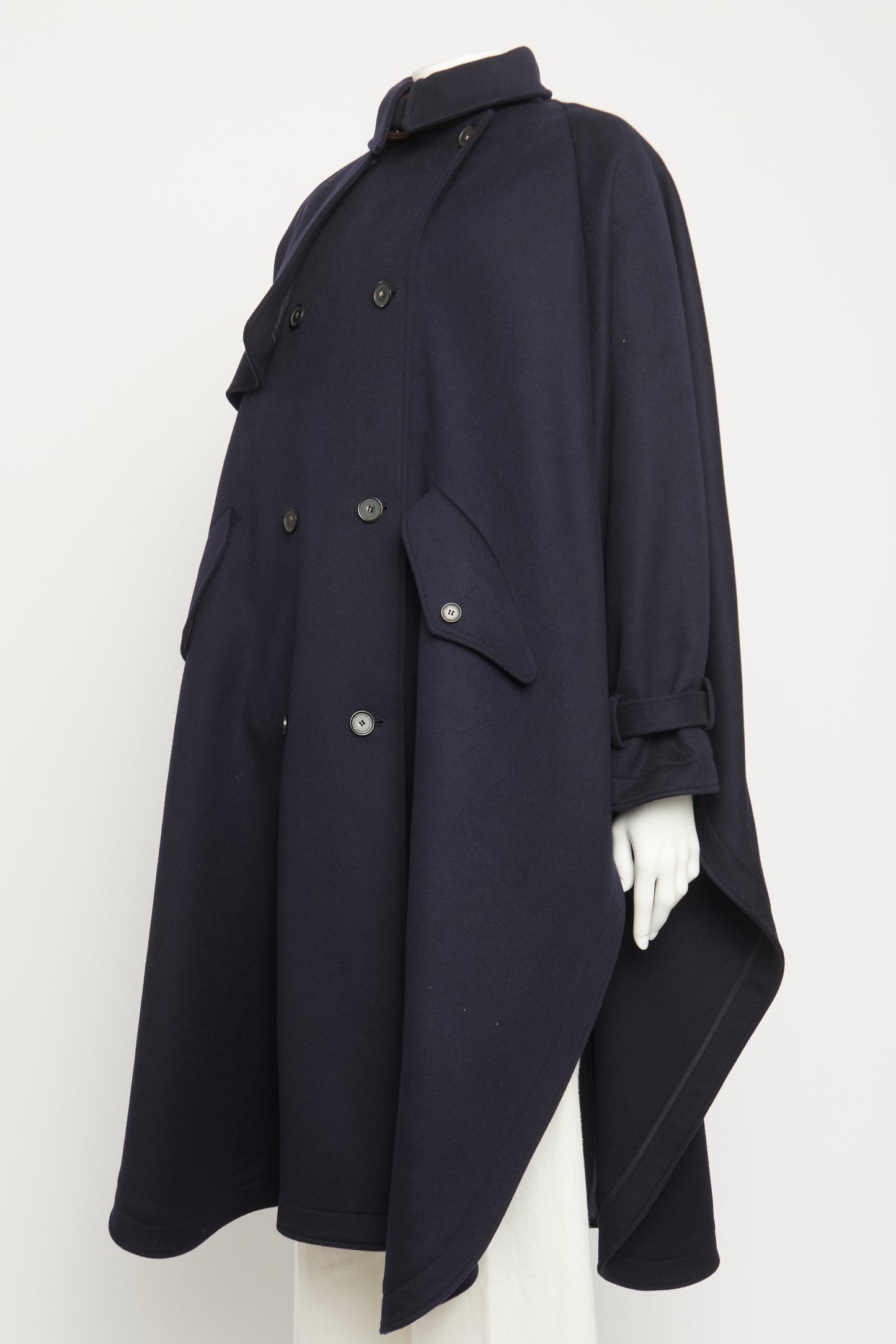 Navy Wool Double Face Preowned Trench Coat