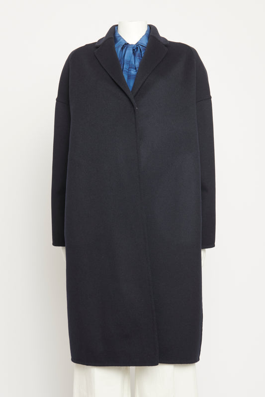 Navy Wool Single Breasted Preowned Coat