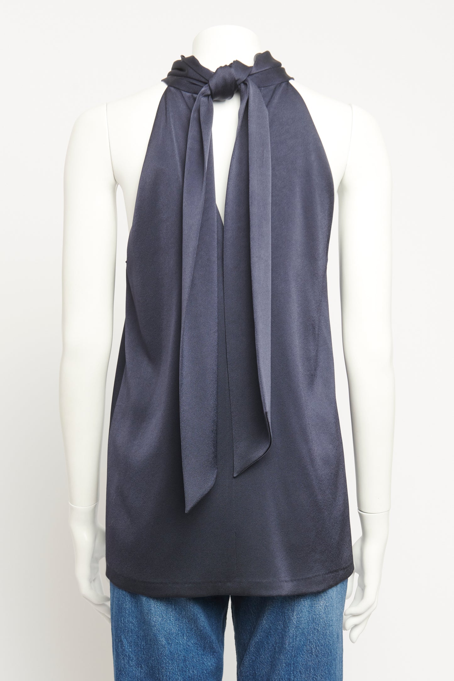 Navy Satin Crepe Joshua Tunic Preowned Top