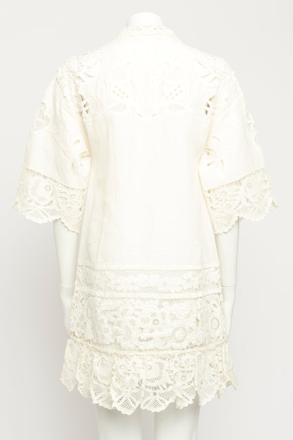 2015 Cream Linen Preowned Mini Shift Dress