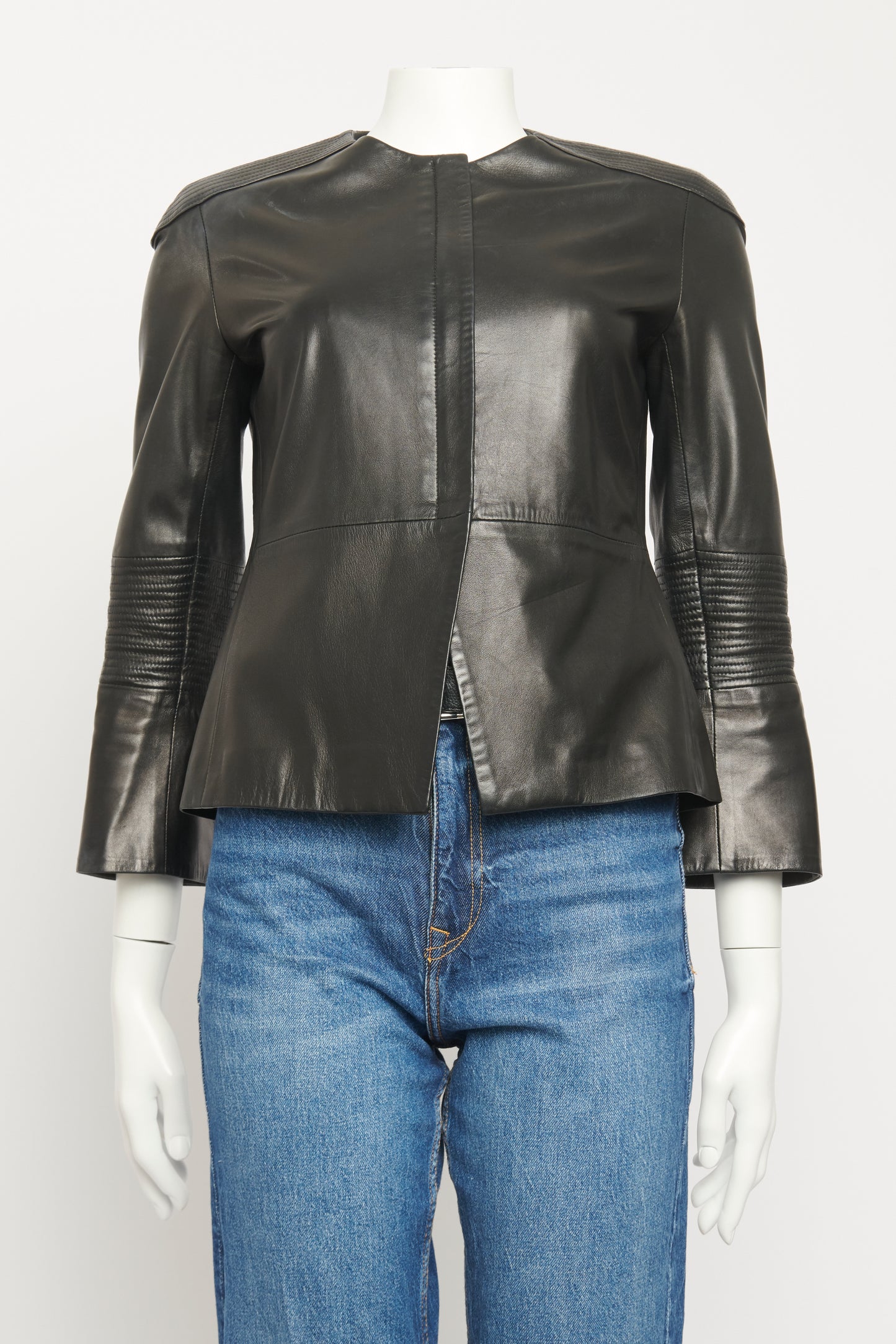 Black Lambskin Preowned Zip-up Jacket