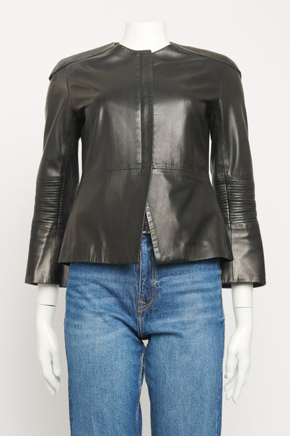 Black Lambskin Preowned Zip-up Jacket