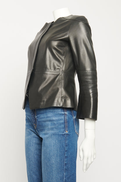 Black Lambskin Preowned Zip-up Jacket