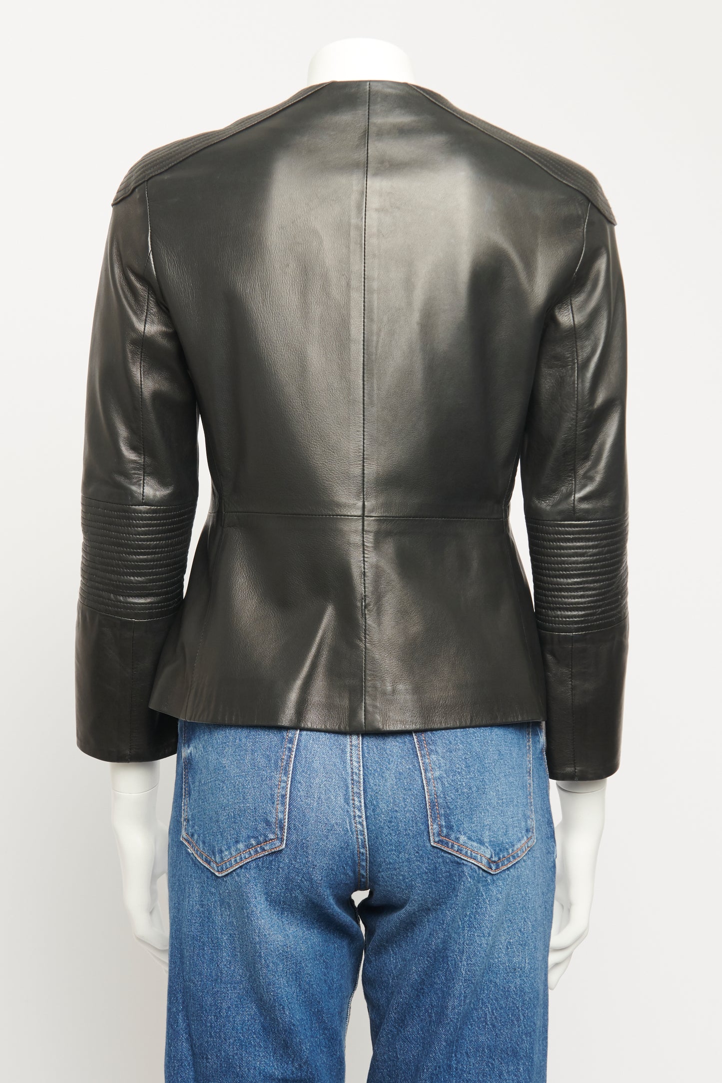 Black Lambskin Preowned Zip-up Jacket