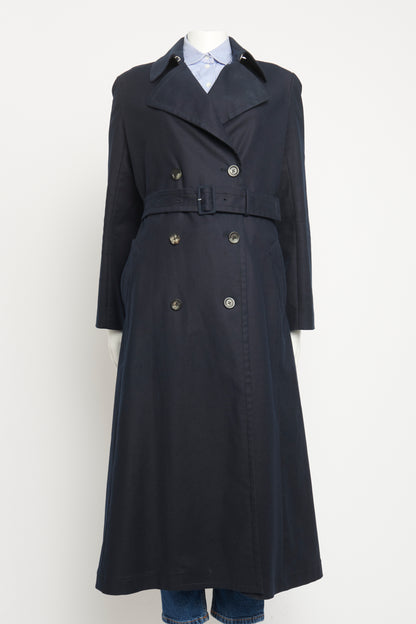 Navy Preowned Long Trench Coat