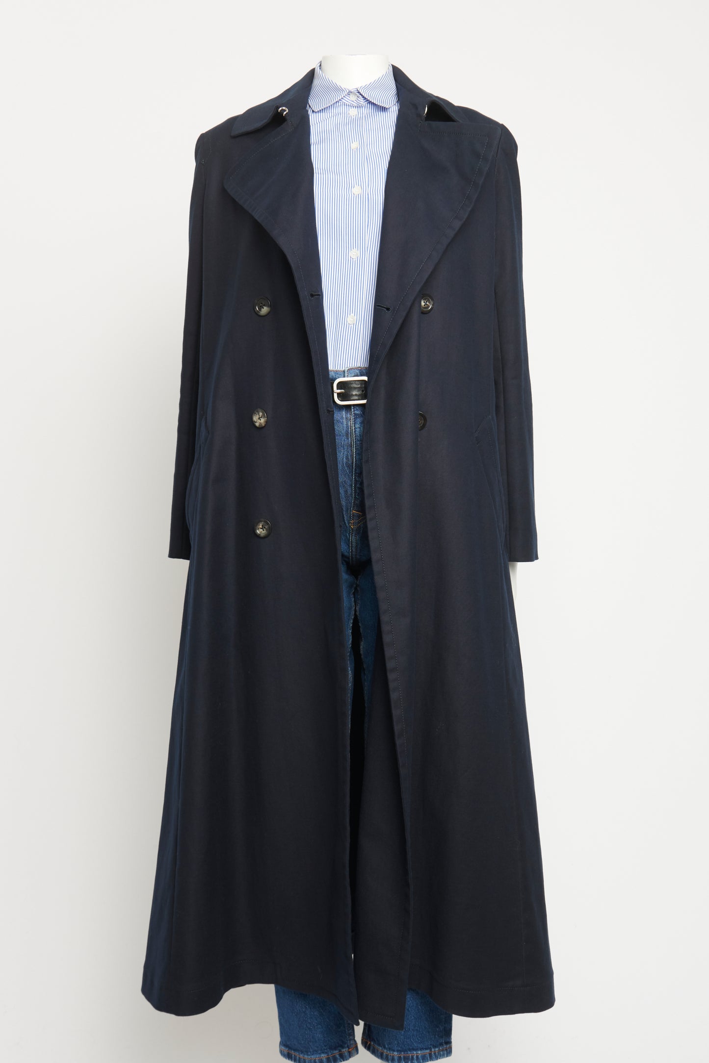 Navy Preowned Long Trench Coat