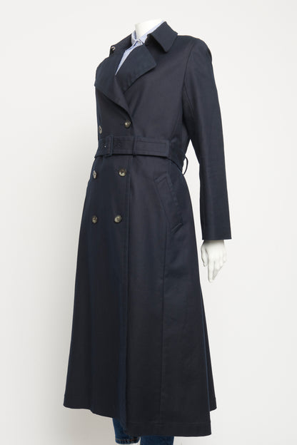 Navy Preowned Long Trench Coat