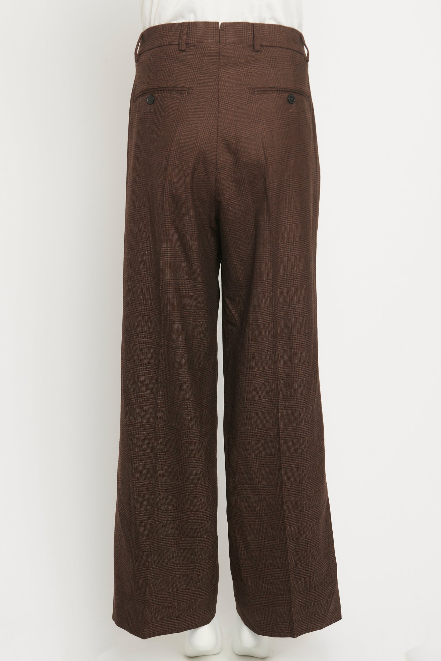 Tailored Wool Brown Check Preowned Trousers