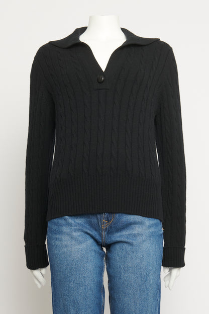 Black Cable Knit Preowned Cashmere Jumper