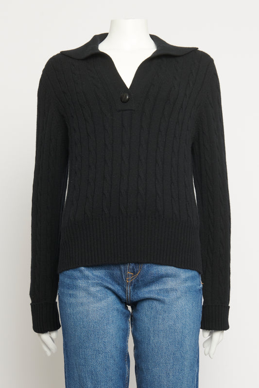 Black Cable Knit Preowned Cashmere Jumper