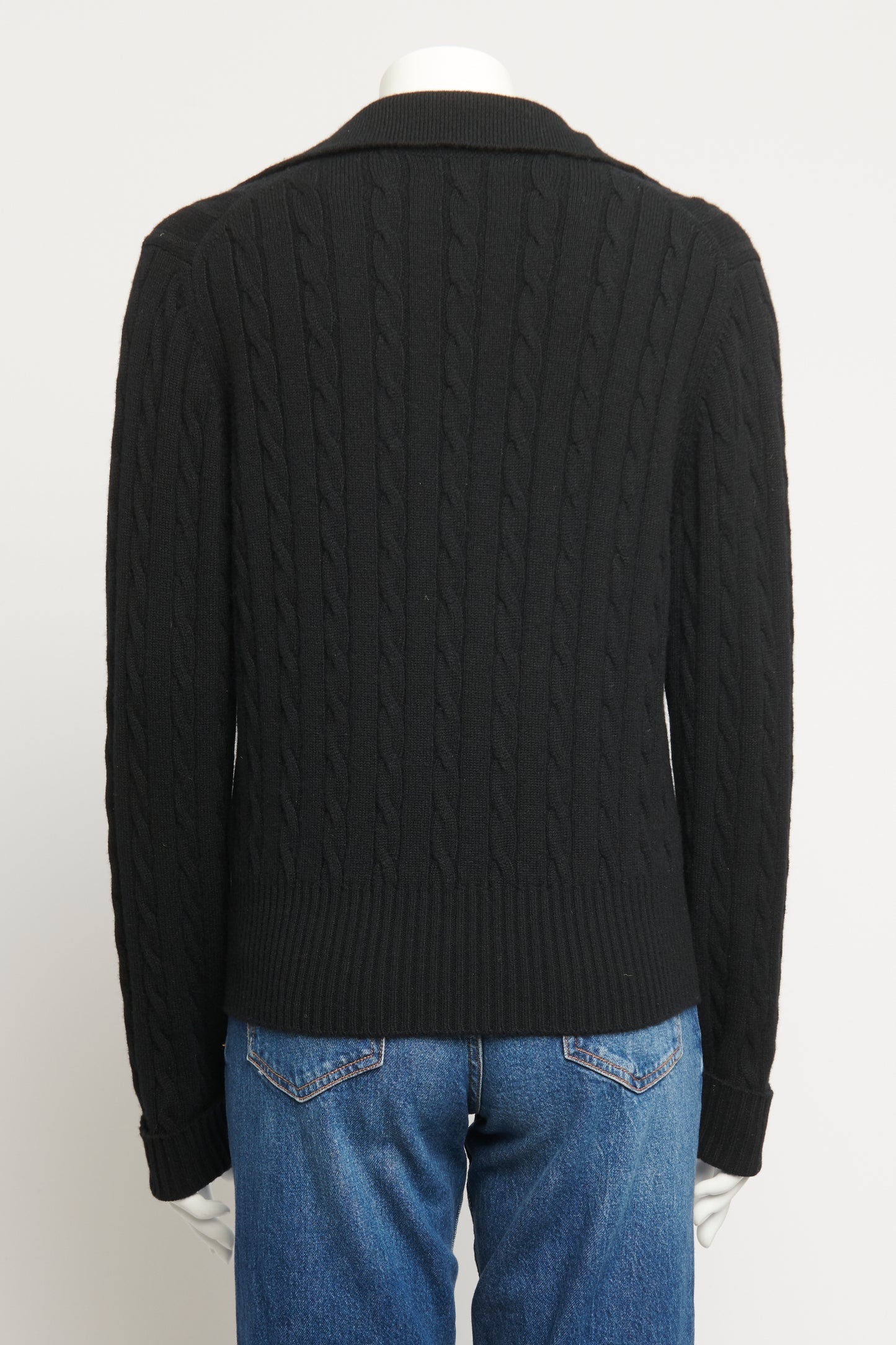 Black Cable Knit Preowned Cashmere Jumper