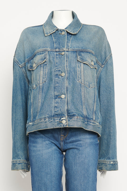 Blue Denim Cotton Preowned Jacket